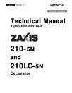 Hitachi Zaxis 210-5N and 210LC-5N Crawler Excavators Operation and Test Manual (TM12354)