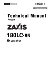 Hitachi Zaxis 180LC-5N (PIN: 1FFDBD70_ _E530001-) Crawler Excavators Repair Manual (TM12363)