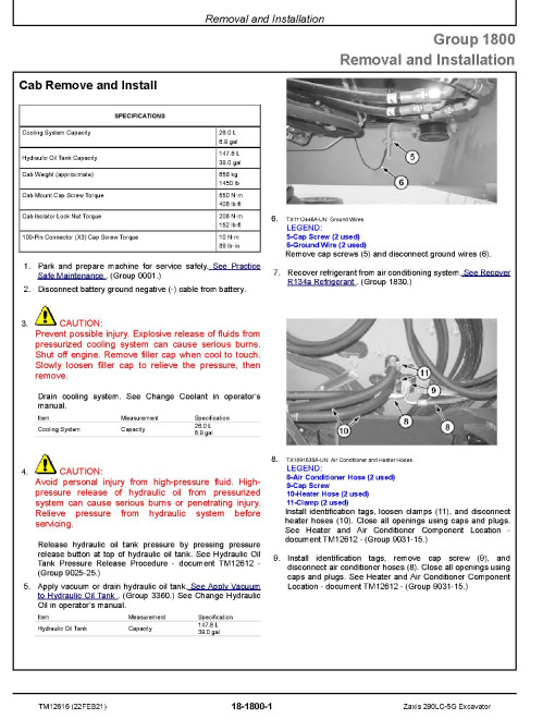 Hitachi Zaxis 290LC-5G (SN. from C830001) Crawler Excavators Repair Manual (TM12616) Hitachi Zaxis 290LC-5G (SN. from C830001) Crawler Excavators Repair Manual (TM12616)