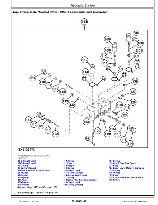 Hitachi Zaxis 250LC-5G (SN. from C430001) Crawler Excavators Repair Manual (TM12624) Hitachi Zaxis 250LC-5G (SN. from C430001) Crawler Excavators Repair Manual (TM12624)