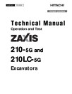 Hitachi 210-5G and 210LC-5G Crawler Excavators (SN. from C330001) Operation and Test Manual (TM12628)