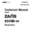 Hitachi Zaxis 85USB-5N (SN. from 60_ _0017001) Compact Excavators Repair Manual (TM12900)