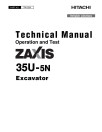 Hitachi Zaxis 35U-5N (PIN: HCMADG60_ _0270003-) Compact Excavators Operation and Test Manual (TM12921)