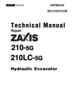 Hitachi Zaxis 210-5G and 210LC-5G Crawler Excavators Operation and Test Manual (TM13074X19)