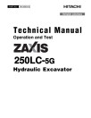 Hitachi Zaxis 250LC-5G (PIN from 1F9DCEG1_ _C430001) Crawler Excavators Operation and Test Manual (TM13080X19)