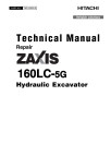 Hitachi Zaxis 160LC-5G (PIN from 1F9DBGG0_ _C230001) Crawler Excavators Repair Manual (TM13199X19)