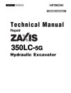Hitachi Zaxis 350LC-5G (PIN from 1F9DDEG1_ _C930001) Crawler Excavators Repair Manual (TM13203X19)