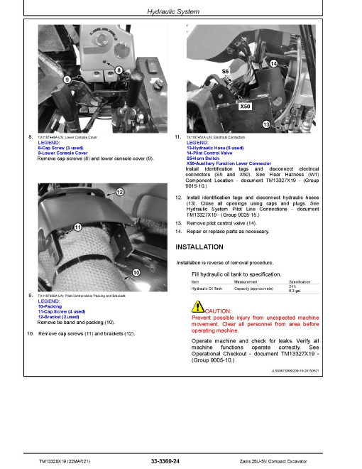 Hitachi Zaxis 26U-5N (PIN: HCMACB60_ _0260005-) Compact Excavators Repair Manual (TM13328X19) Hitachi Zaxis 26U-5N (PIN: HCMACB60_ _0260005-) Compact Excavators Repair Manual (TM13328X19)