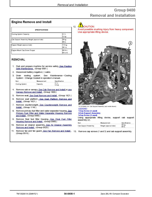 Hitachi Zaxis 26U-5N (PIN: HCMACB60_ _0260005-) Compact Excavators Repair Manual (TM13328X19) Hitachi Zaxis 26U-5N (PIN: HCMACB60_ _0260005-) Compact Excavators Repair Manual (TM13328X19)