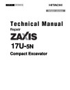 Hitachi Zaxis 17U-5N (PIN: HCMABC60_ _0225005-) Compact Excavators Operation and Test Manual (TM13330X19)