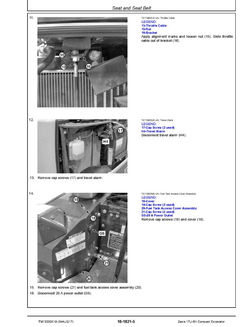 Hitachi Zaxis 17U-5N (PIN: HCMABC60_ _0225005-) Compact Excavators Operation and Test Manual (TM13330X19)