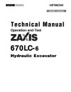 Hitachi Zaxis 670LC-6 (PIN from HCMJAG60_ _0060001) Crawler Excavators Operation and Test Manual (TM13333X19)