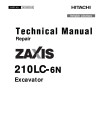Hitachi Zaxis 210LC-6N (PIN from 1FFDC571_ _F340001) Crawler Excavators Repair Manual (TM13353X19)