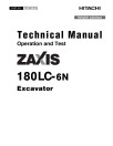 Hitachi Zaxis 180LC-6N (PIN from 1FFDBQ70_ _F540001) Crawler Excavators Operation and Test Manual (TM14001X19)