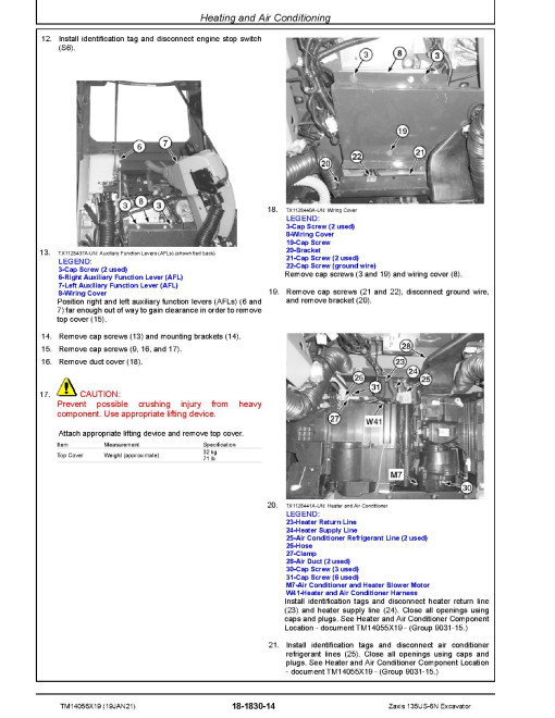 Hitachi Zaxis 135US-6N (PIN from HCMDAT60_ _0200001) Crawler Excavators Repair Manual (TM14056X19) Hitachi Zaxis 135US-6N (PIN from HCMDAT60_ _0200001) Crawler Excavators Repair Manual (TM14056X19)