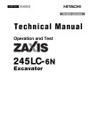 Hitachi Zaxis 245LC-6N (PIN from HCMDFD60_ _0700001) Crawler Excavators Operation and Test Manual (TM14059X19)