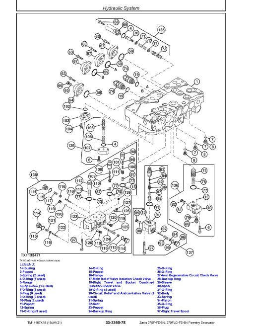 Hitachi Zaxis 370F-FE-6N and 370FLC-FE-6N (PIN: 1FFDDR73_ _F371001-) Forestry Excavators Repair Manual (TM14167X19)