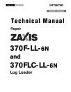 Hitachi Zaxis 370F-LL-6N and 370FLC-LL-6N Log Loaders (PIN: 1FFDDR72_ _F376001-) Repair Manual (TM14169X19)