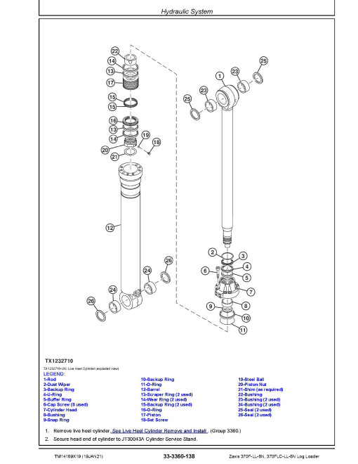Hitachi Zaxis 370F-LL-6N and 370FLC-LL-6N Log Loaders (PIN: 1FFDDR72_ _F376001-) Repair Manual (TM14169X19)
