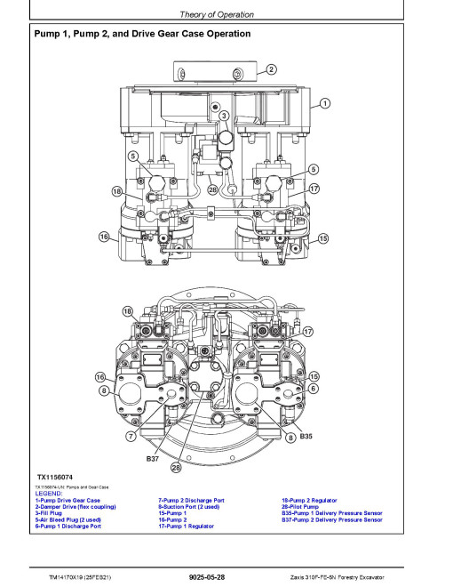 Hitachi Zaxis 310F-FE-6N (PIN from 1FFDDP72_ _F310001) Forestry Excavators Operation and Test Manual (TM14170X19)