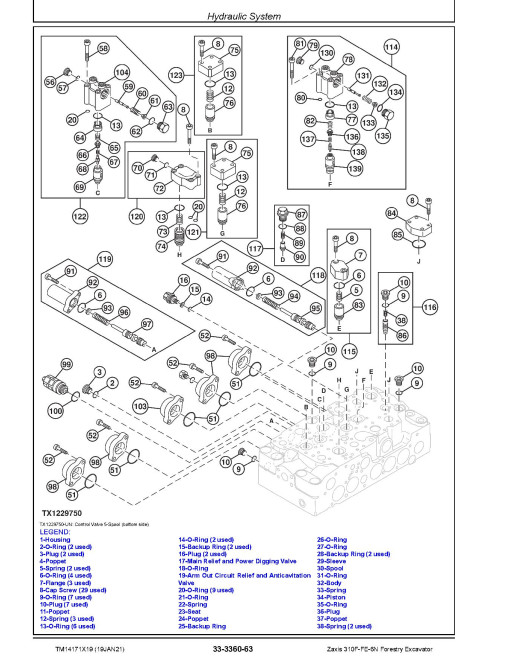 Hitachi Zaxis 310F-FE-6N (PIN from 1FFDDP72_ _F310001) Forestry Excavators Repair Manual (TM14171X19)