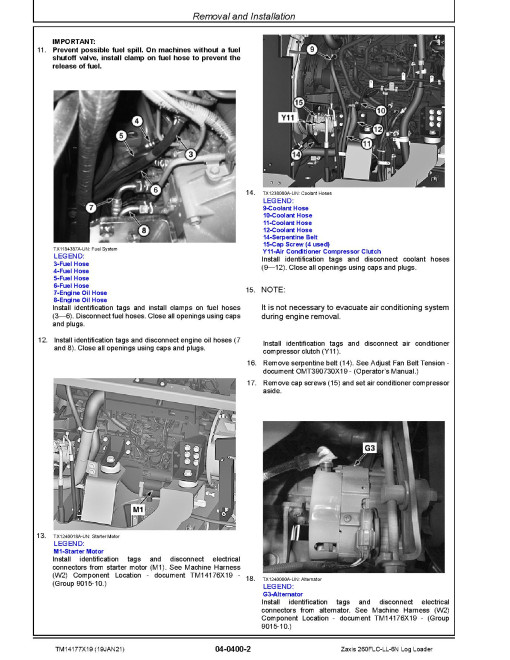 Hitachi Zaxis 260FLC-LL-6N (PIN from 1FFDC271_ _F266001) Log Loaders Repair Manual (TM14177X19)