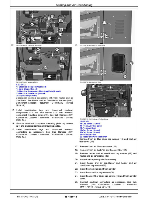 Hitachi Zaxis 210F-FE-6N (PIN from 1FFDC573_ _F212001) Forestry Excavators Repair Manual (TM14179X19)