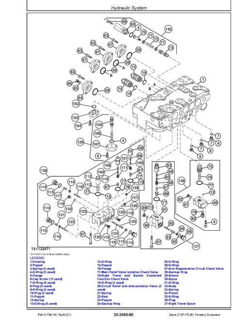 Hitachi Zaxis 210F-FE-6N (PIN from 1FFDC573_ _F212001) Forestry Excavators Repair Manual (TM14179X19)