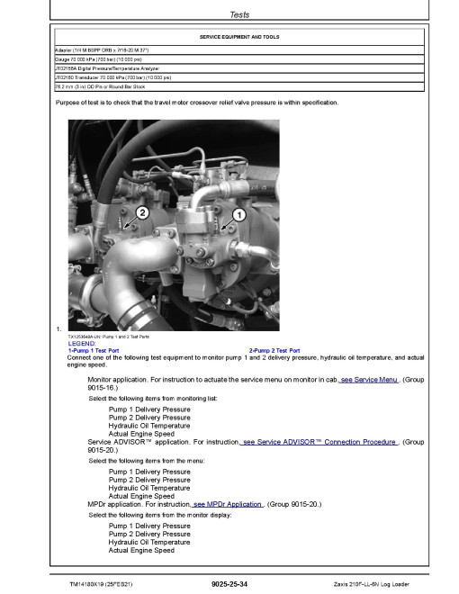 Hitachi Zaxis 210F-LL-6N (PIN from 1FFDC572_ _F216001) Log Loaders Operation and Test Manual (TM14180X19)
