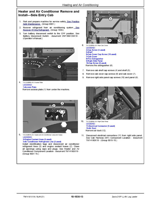 Hitachi Zaxis 210F-LL-6N (PIN from 1FFDC572_ _F216001) Log Loaders Repair Manual (TM14181X19)
