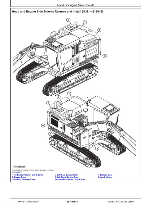 Hitachi Zaxis 210F-LL-6N (PIN from 1FFDC572_ _F216001) Log Loaders Repair Manual (TM14181X19)