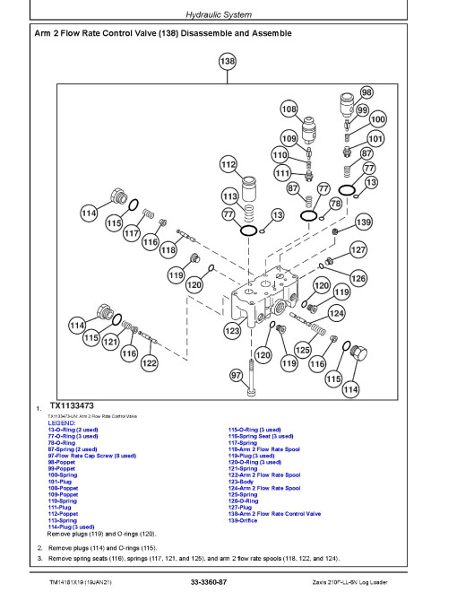Hitachi Zaxis 210F-LL-6N (PIN from 1FFDC572_ _F216001) Log Loaders Repair Manual (TM14181X19)