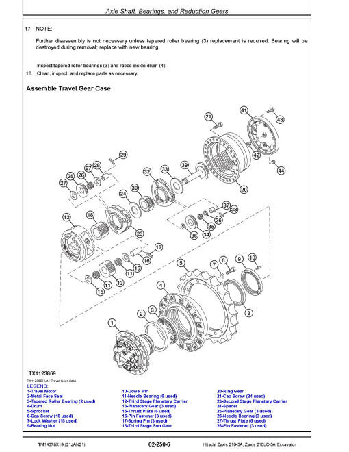 Hitachi Zaxis 210-5A and 210LC-5A Crawler Excavators (PIN: 1F9DCXG0_ _D300001-) Repair Manual (TM14378X19) Hitachi Zaxis 210-5A and 210LC-5A Crawler Excavators (PIN: 1F9DCXG0_ _D300001-) Repair Manual (TM14378X19)