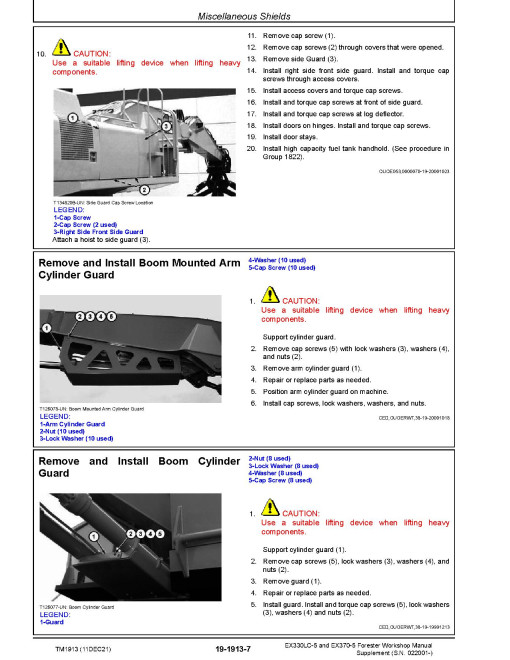 Hitachi EX330LC-5 and EX370-5 Foresters (SN. from 022001) Workshop Manual Supplement (TM1913)