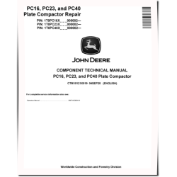PC16, PC23 and PC40 Plate Compactors Component Technical Manual (CTM10121X019)