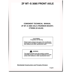 ZF-Multitrac MT–S 3085 Front Axles Component Technical Manual (CTM366)
