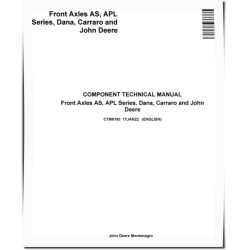 APL 335, 350, 359, AS 2060, 3035, 3050, 3060, Carrao 20.09, 2WD, Dana 2WD, 720, 725, 750, 755 Axles Technical Manual (CTM8193)