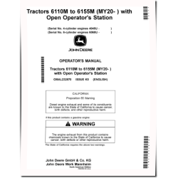 OOS 6110M, 6120M, 6125M, 6130M, 6135M, 6140M, 6145M, 6155M Tractors (from MY2020, N.America) Operators Manual (OMAL232870)