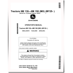 6M 110, 6M 125, 6M 130, 6M 140 and 6M 150 (MX frame) Tractors (from MY2025, N.America) Operators Manual (OMAL243816)