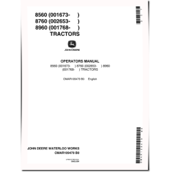 8560 (SN:1673-2042), 8760 (SN:2653-3618), 8960 (SN:1768-2560) Articulated Tractors (N.America) Operators Manual (OMAR109479)