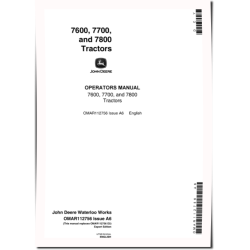7600, 7700 and 7800 Tractors (Export Edition) Operators Manual (OMAR112756)