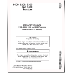 9100, 9200, 9300 and 9400 4WD Articulated Tractors (SN: up to 030000, North America) Operators Manual (OMAR165770)
