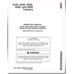 9120, 9220, 9320, 9420, 9520 4WD Articulated Tractors (SN: up to 010000; N.America, Export) Operators Manual (OMAR183678)