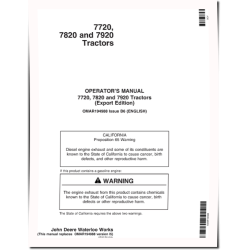 7720, 7820 and 7920 Tractors (Export Edition) Operators Manual (OMAR194988)