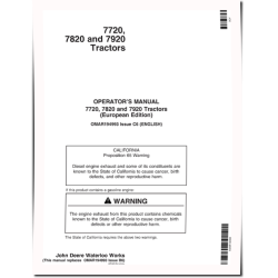 7720, 7820 and 7920 Tractors (Europe) Operators Manual (OMAR194993)