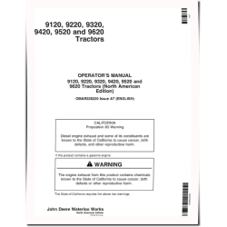 9120, 9220, 9320, 9420, 9520, 9620 4WD Articulated Tractors (SN: from 010001; N.America, Export) Operators Manual (OMAR228220)