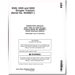 Scraper ready 9320, 9420, 9520 4WD Articulated Tractors (SN: from E040001, N.America) Operators Manual (OMAR259881)