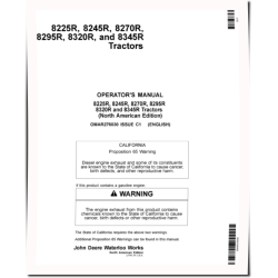 8225R, 8245R, 8270R, 8295R, 8320R and 8345R Tractors (SN: 001001-053099, N.America) Operators Manual (OMAR276030)