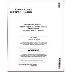 8295RT, 8320RT and 8345RT Tracked Tractors (SN: 902501-912000, Export Edition) Operators Manual (OMAR276067)