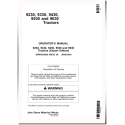 9230, 9330, 9430, 9530 and 9630 4WD Articulated Tractors (SN: up to 012999, Export) Operators Manual (OMAR283038)